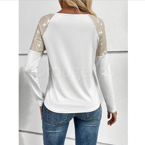 6785 White Sequin Detailed T-Shirt
